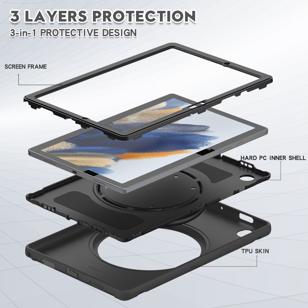 WIGENTO Tablet Schutz Tab A8 X205, Cover, Samsung, Full / Schwarz Hülle, 10.5 Tasche Galaxy X200 2021