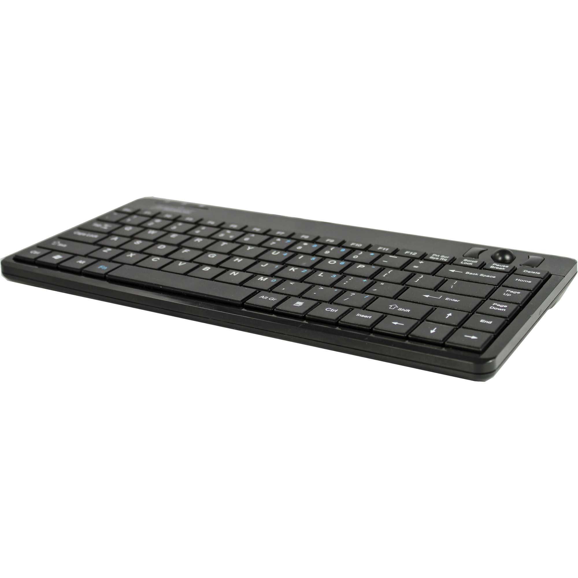 Schwarze Tastatur mit Tasten, einfaches Design.