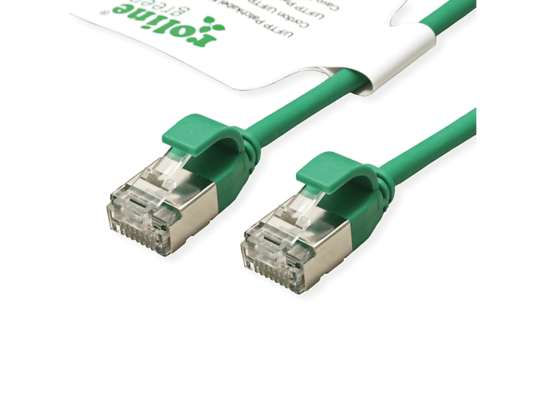 ROLINE GREEN U/FTP Patchkabel Kat.6A (Class EA), LSOH, slim, FTP Patchkabel, 0,5 m | Adapter & Netzwerkkabel