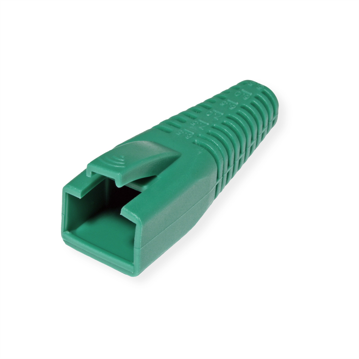 Connecteur en plastique vert. Fond blanc.