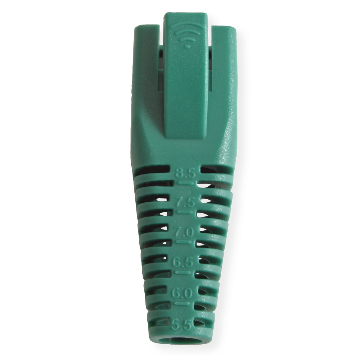 Connecteur RJ45 vert, avec des numéros de 5,5 à 8,5. En position verticale.