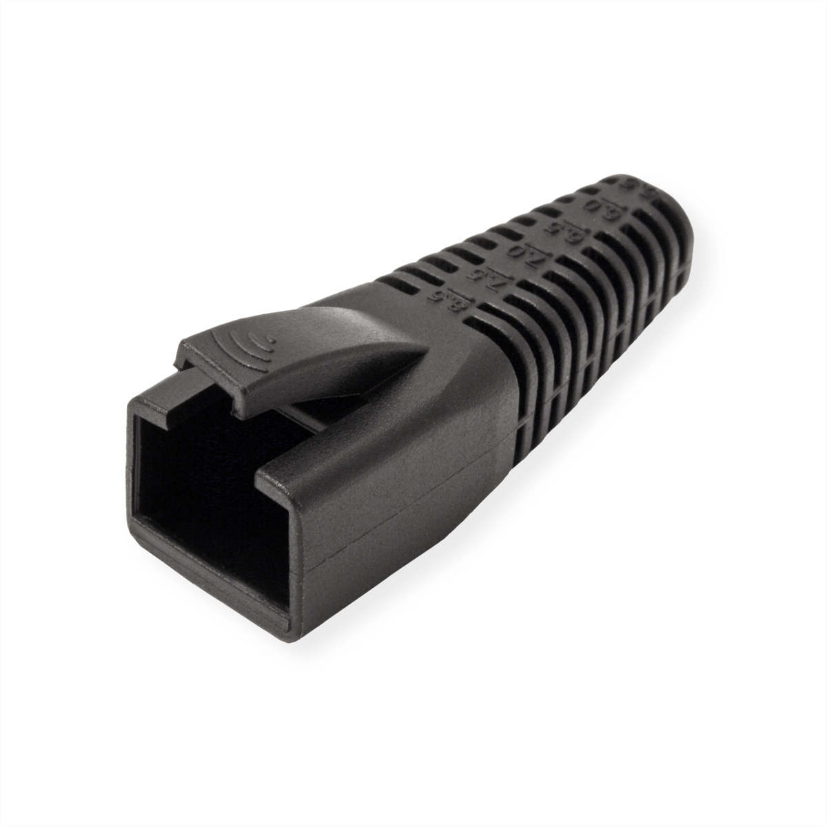 Un cache connecteur RJ45 noir, utilisé pour protéger le connecteur.