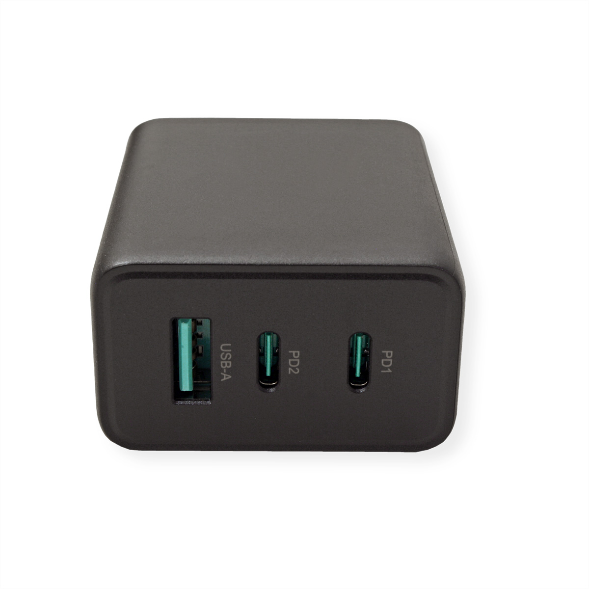Un chargeur noir avec plusieurs ports USB.