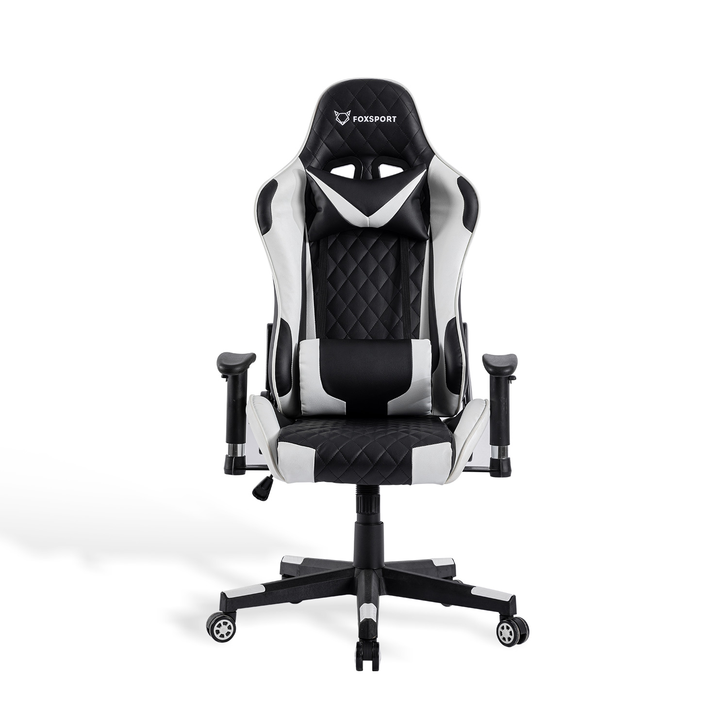 FOXSPORT Professioneller Schwarz/Weiß Kopfstütze weiß und mit Stuhl, Gaming Taillenkissen, Gaming-Stuhl Bürostuhl