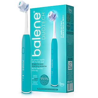 Cepillo de dientes eléctrico - BALENE Balene Duotech Cepillo de Dientes Eléctrico Doble Cara Dureza Media Aguamarina, 3 velocidades, Aguamarina