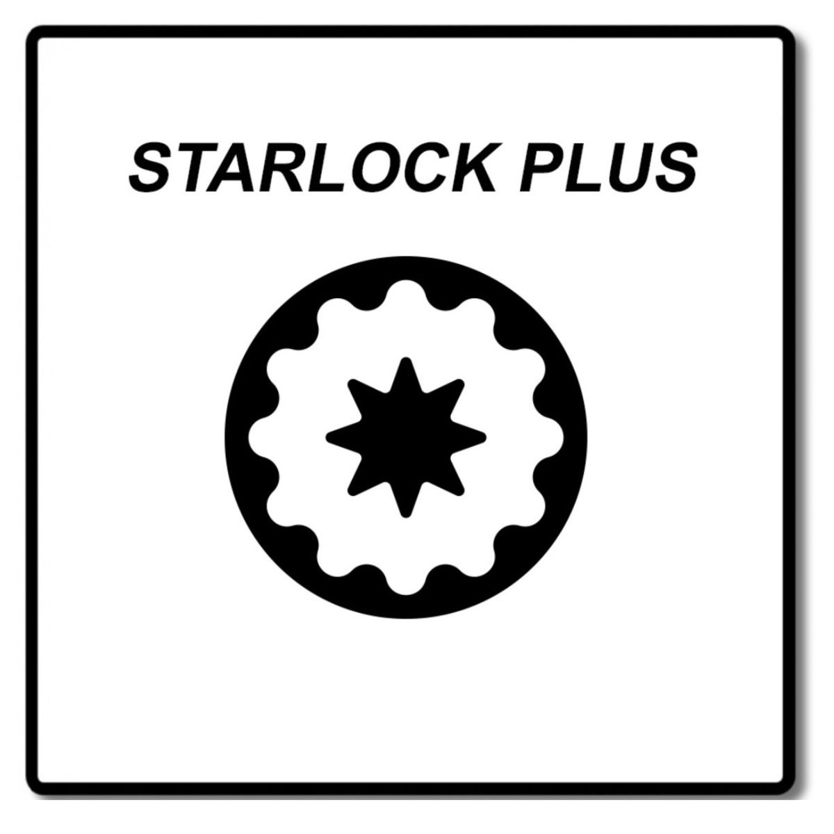 Schwarz-weißes Starlock Plus Logo auf weißem quadratischem Hintergrund.