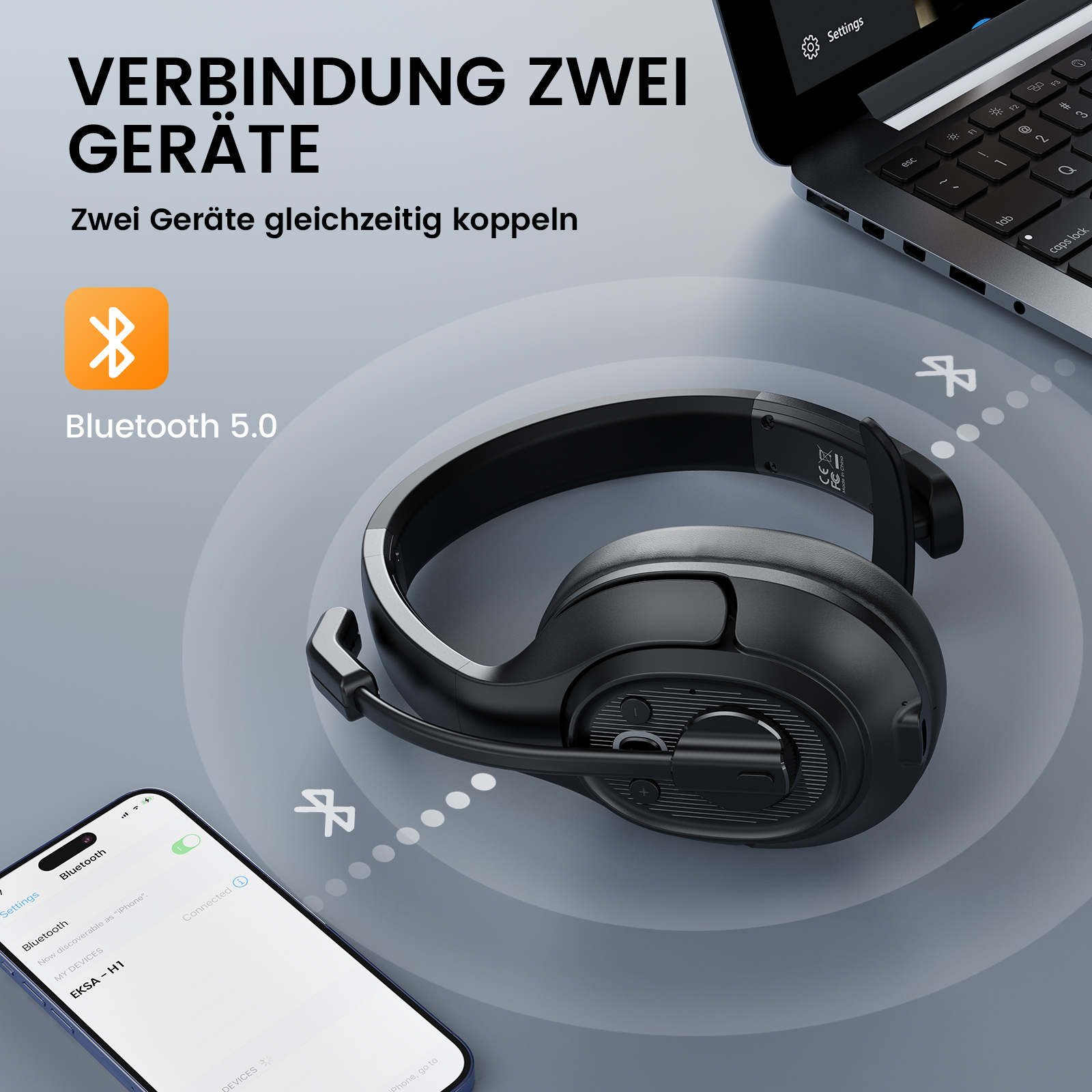 Bluetooth Headset H1, Black Over-ear EKSA-TRADE Bluetooth