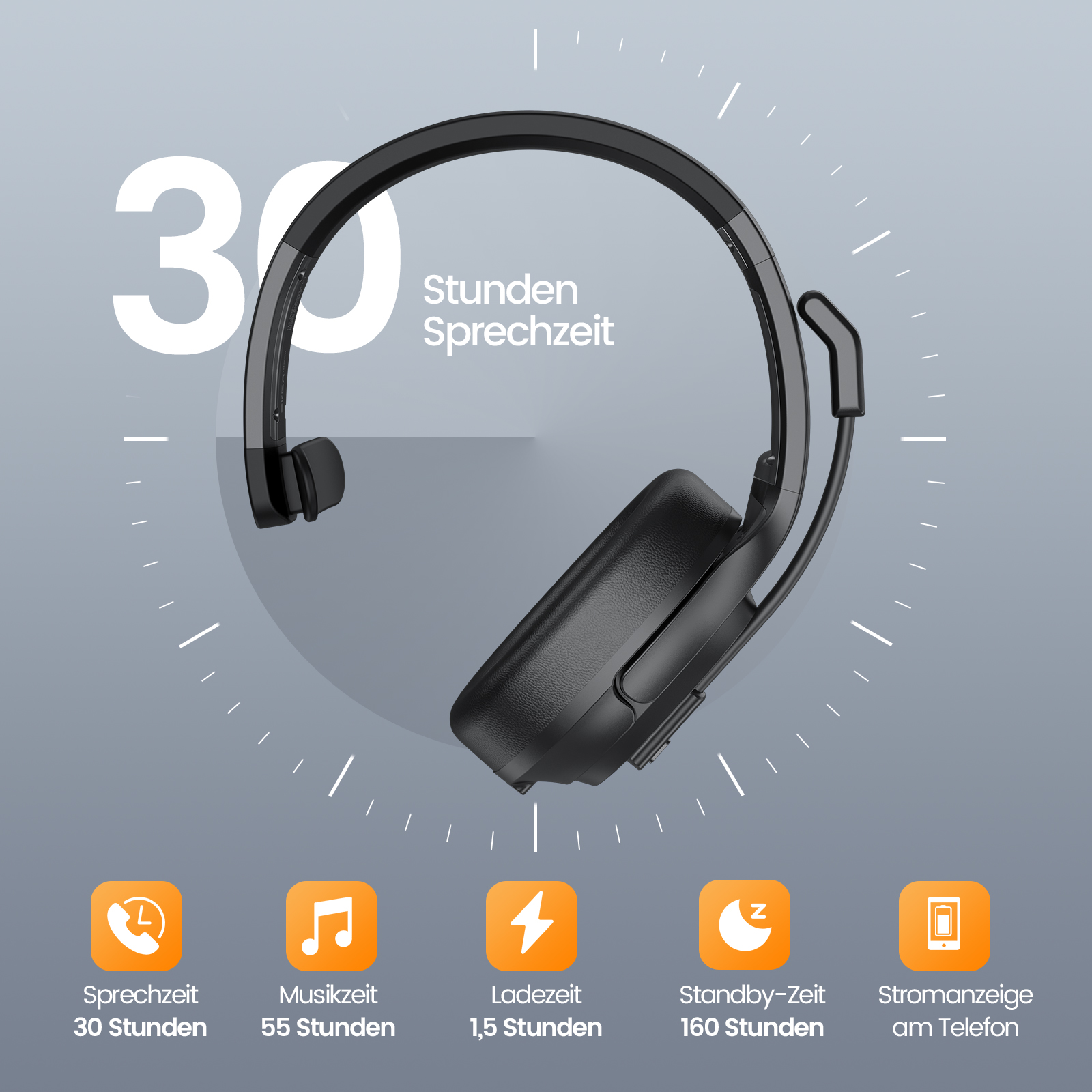 Bluetooth Black H1, EKSA-TRADE Bluetooth Over-ear Headset
