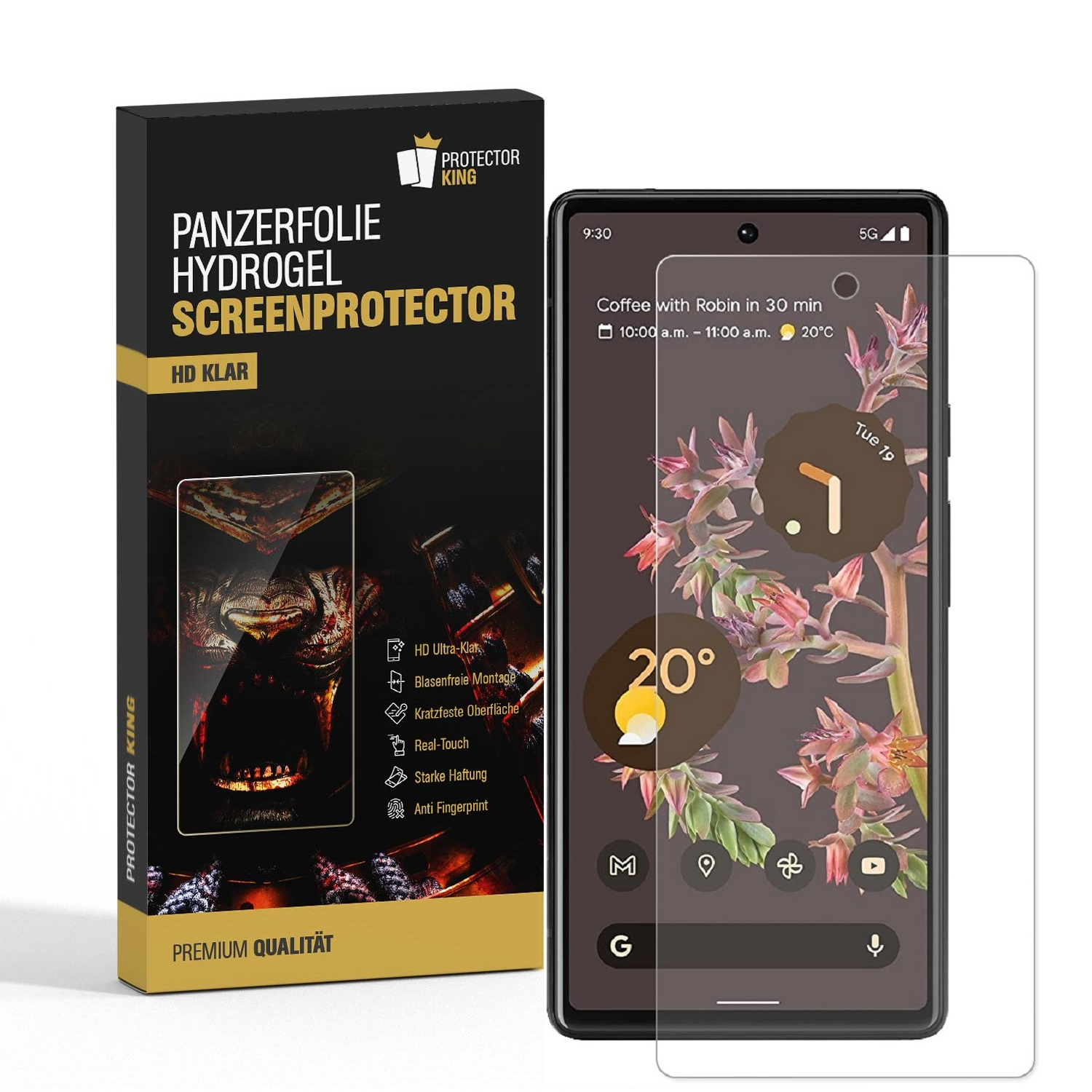 PROTECTORKING 3x Panzerfolie HYDROGEL Google KLAR Pixel Displayschutzfolie(für HD Google 6 Pro)