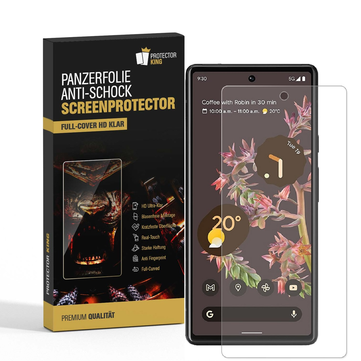 KLAR 7 Displayschutzfolie(für FULL Panzerfolie PROTECTORKING Pro) Google CURVED ANTI-SHOCK Pixel 3x