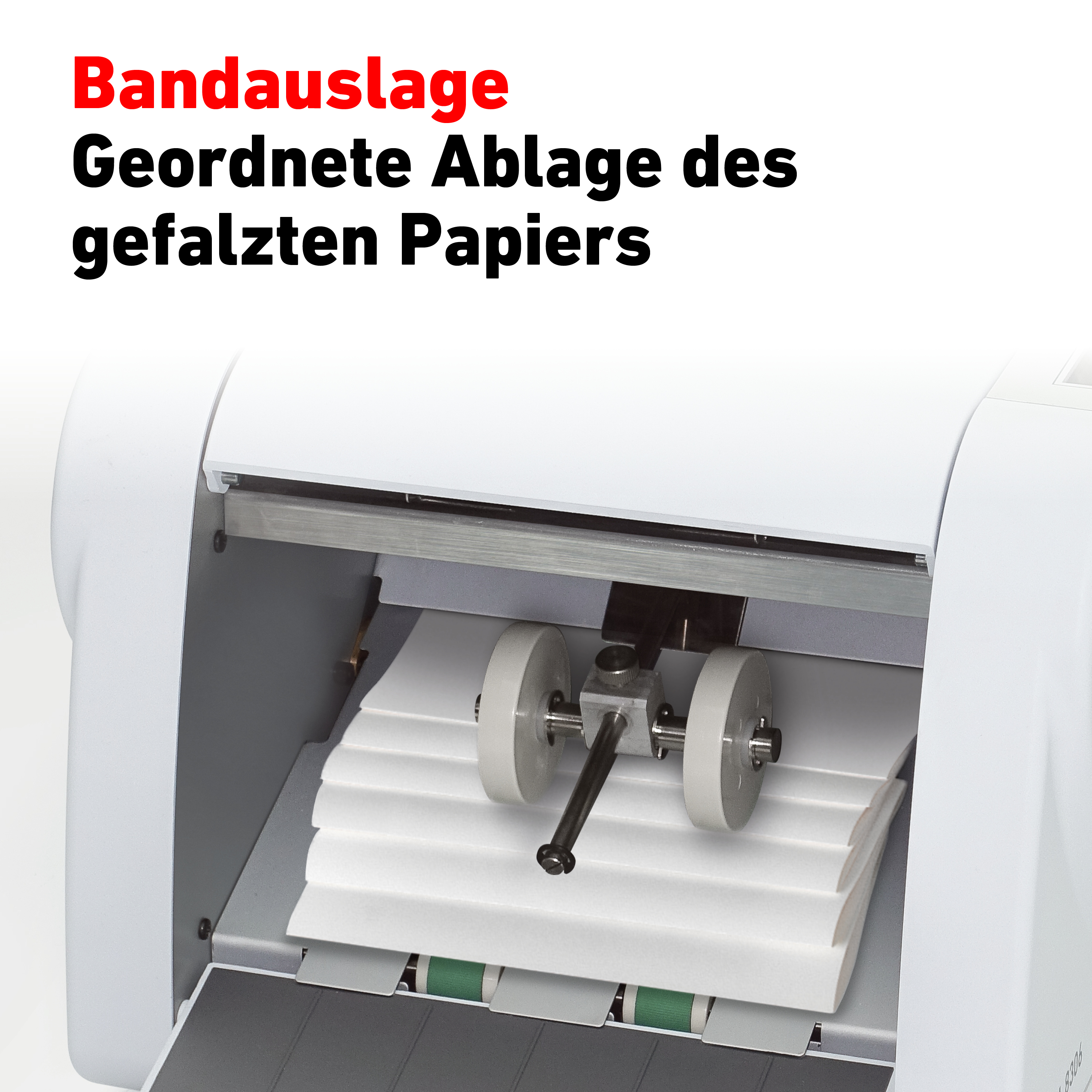 Eine Papierfaltmaschine mit dem Text 'Bandasulage' und deutschem Text.