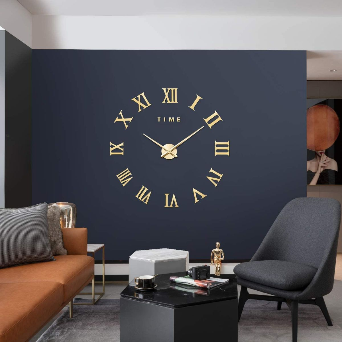 DEDOM Wanduhr Dekorative 3D-Wanduhren,DIY-Wanduhr,römischen Ziffern,100cm-120cm Wanduhr