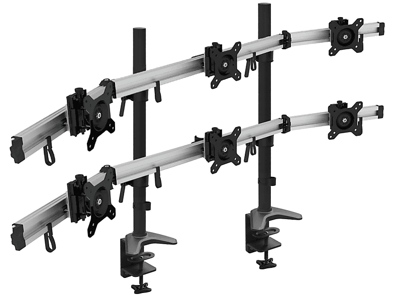 HFTEK (MP260C-N) 6-fach Monitor Halterung, Aluminium Schwarz