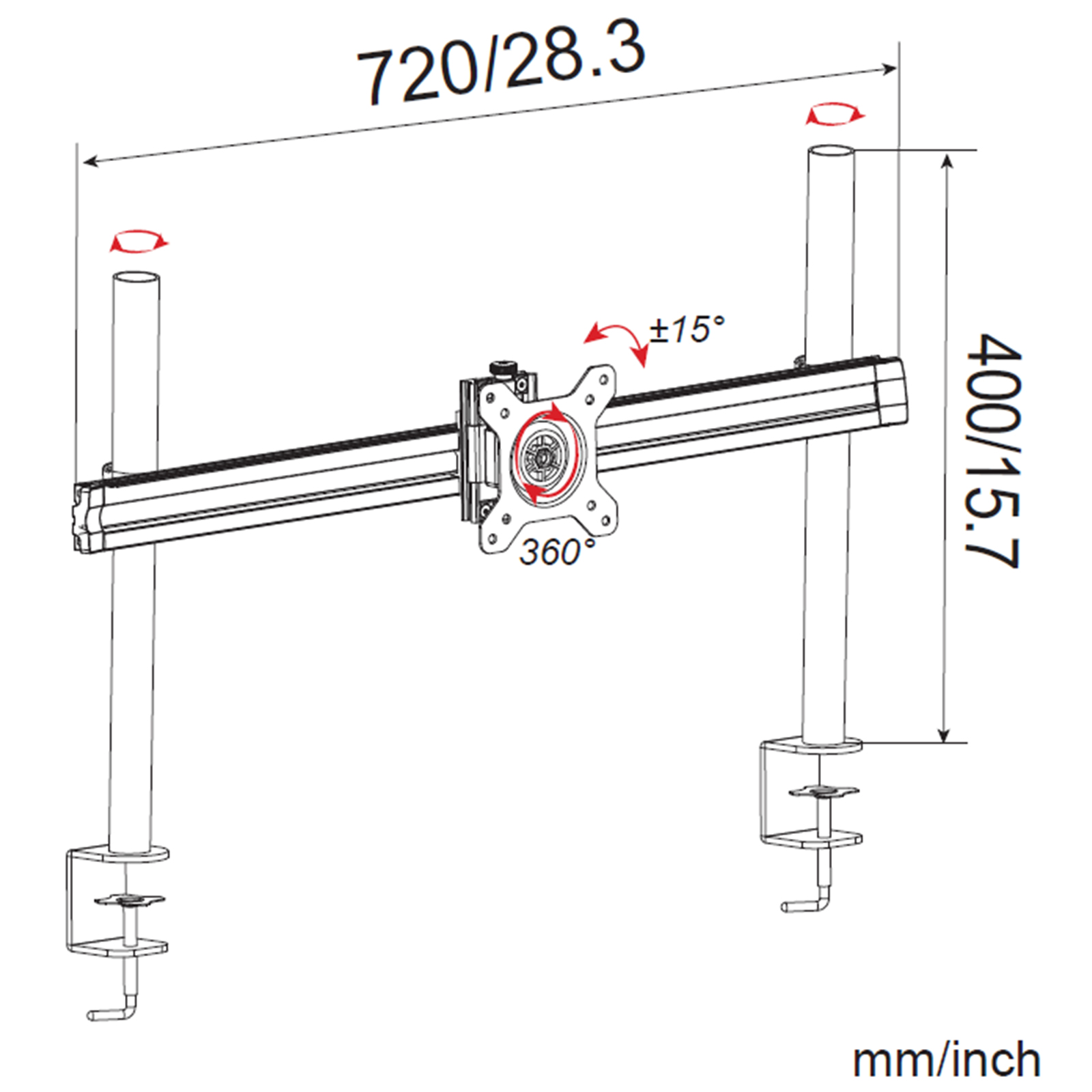 HFTEK Monitor Aluminium (MP210C) Halterung, Schwarz,