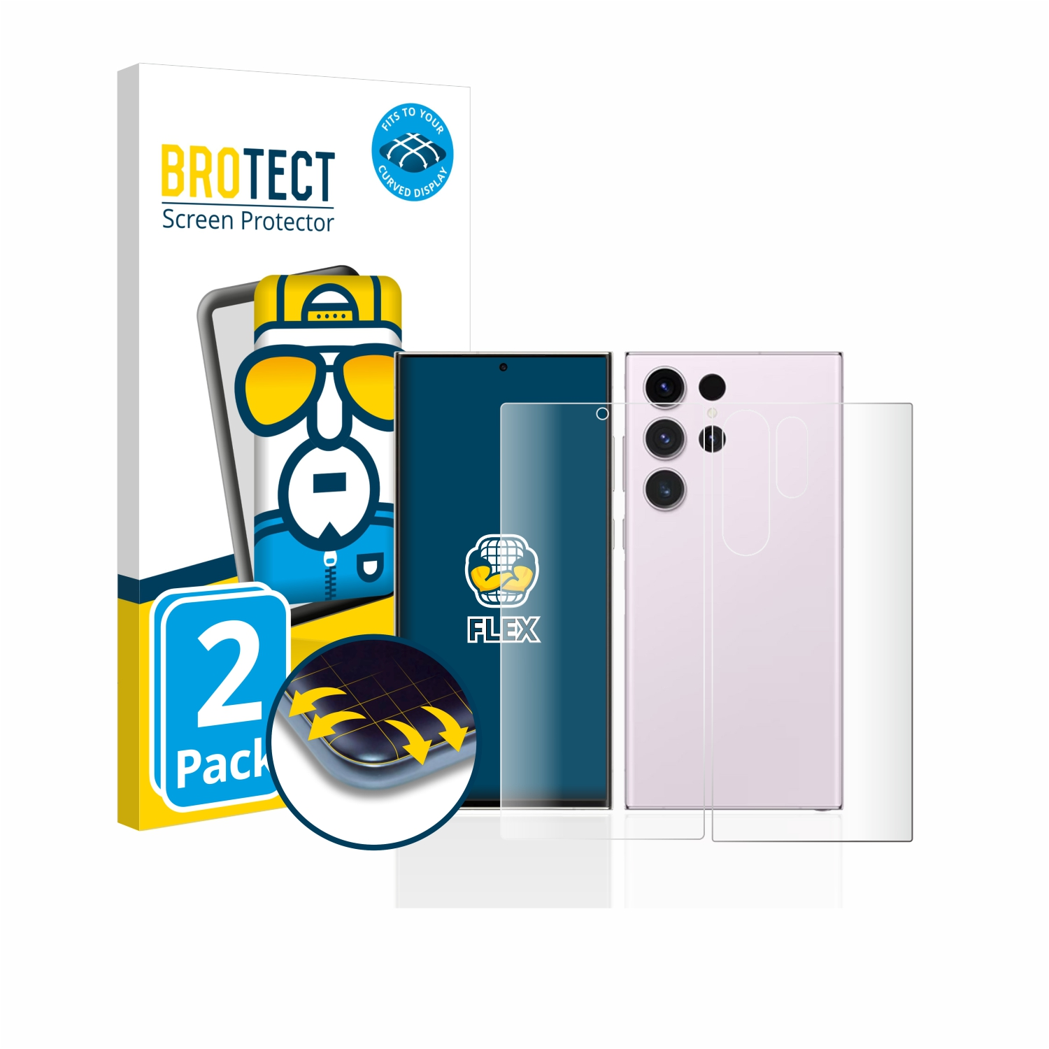BROTECT 2x Flex Full-Cover Schutzfolie(für Ultra) S23 3D Samsung Galaxy Curved