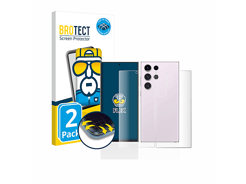 BROTECT 2x Flex Full-Cover Galaxy S23 3D Ultra) Schutzfolie(für Samsung Curved