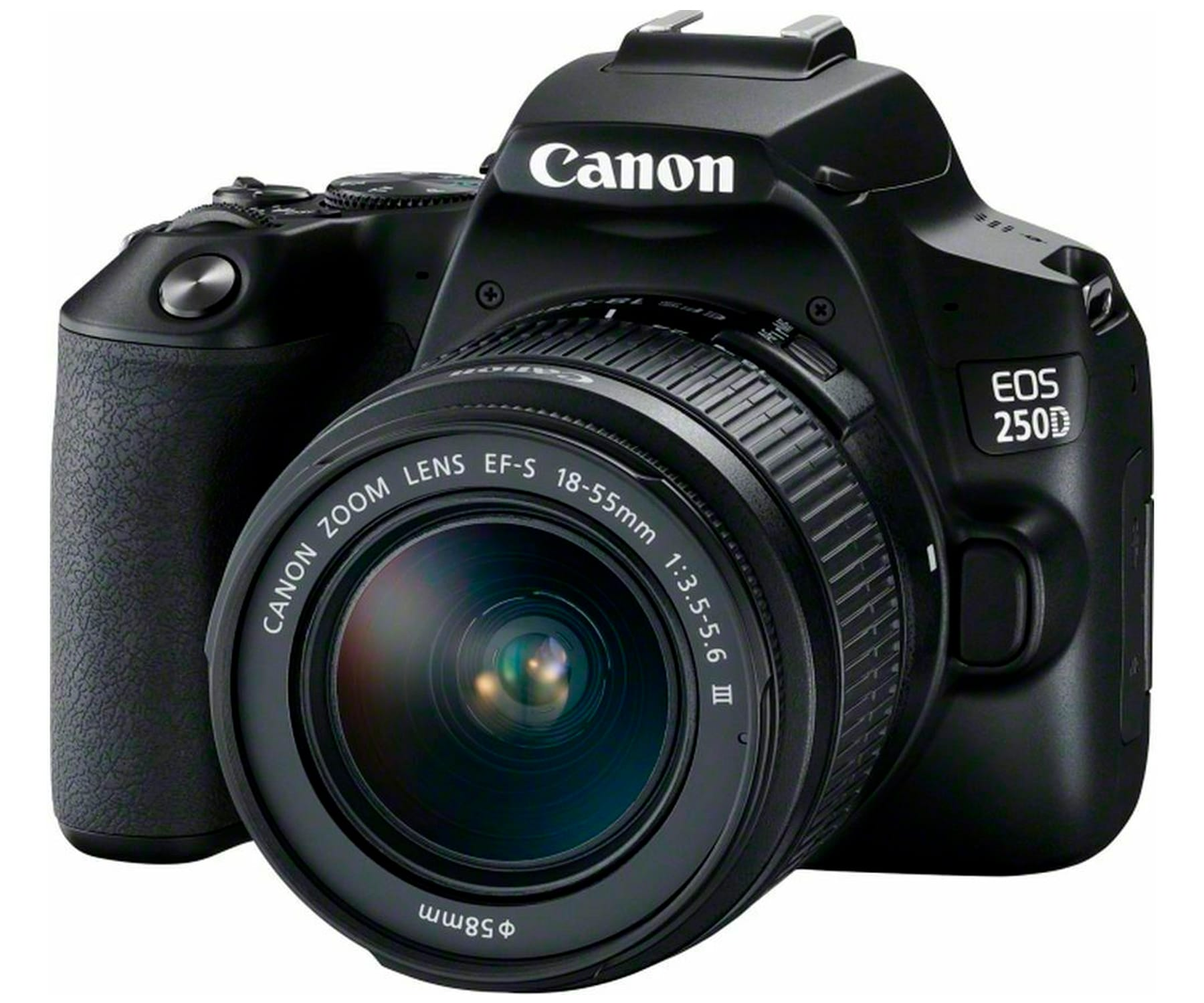 CANON EOS 250 D Objektiv Display, (EF-S, WLAN, Megapixel, Touchscreen DC), DC Schwarz 18-55MM 24 4K, mm 18-55 Spiegelreflexkamera