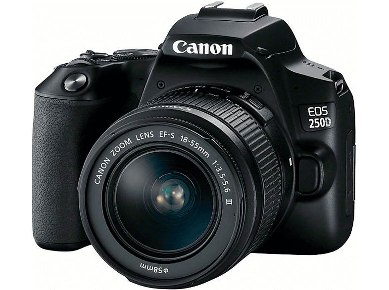 CANON EOS 250 D 18-55MM DC Spiegelreflexkamera, 24 Megapixel, 4K, 18-55 mm Objektiv (EF-S, DC), Touchscreen Display, WLAN, Schwarz