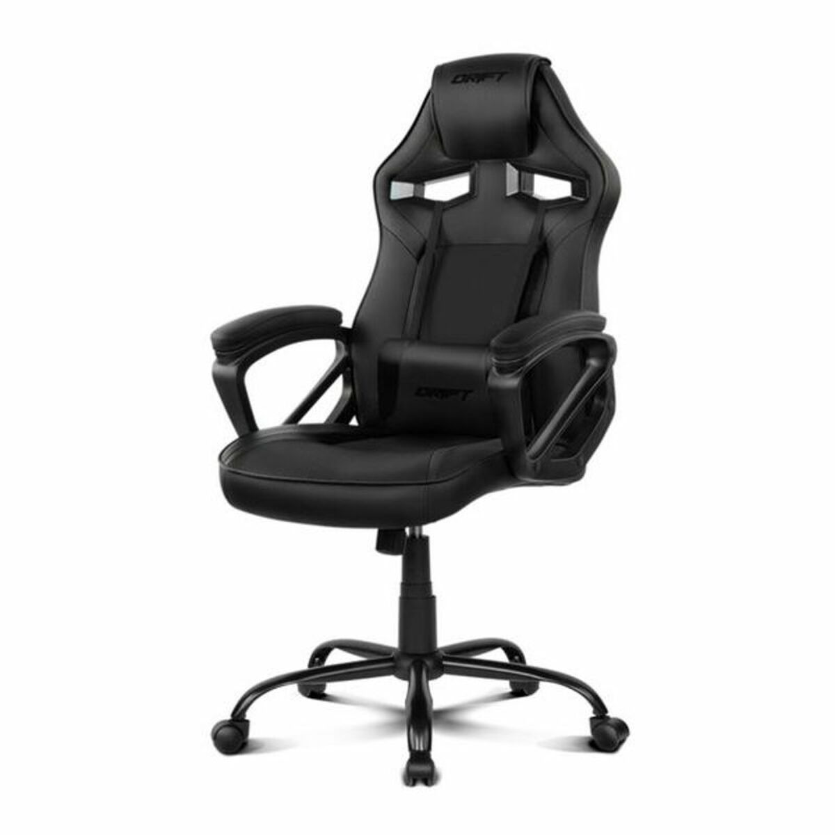 Silla gaming en blanco y negro con la marca 'DRIFT' en el reposacabezas.