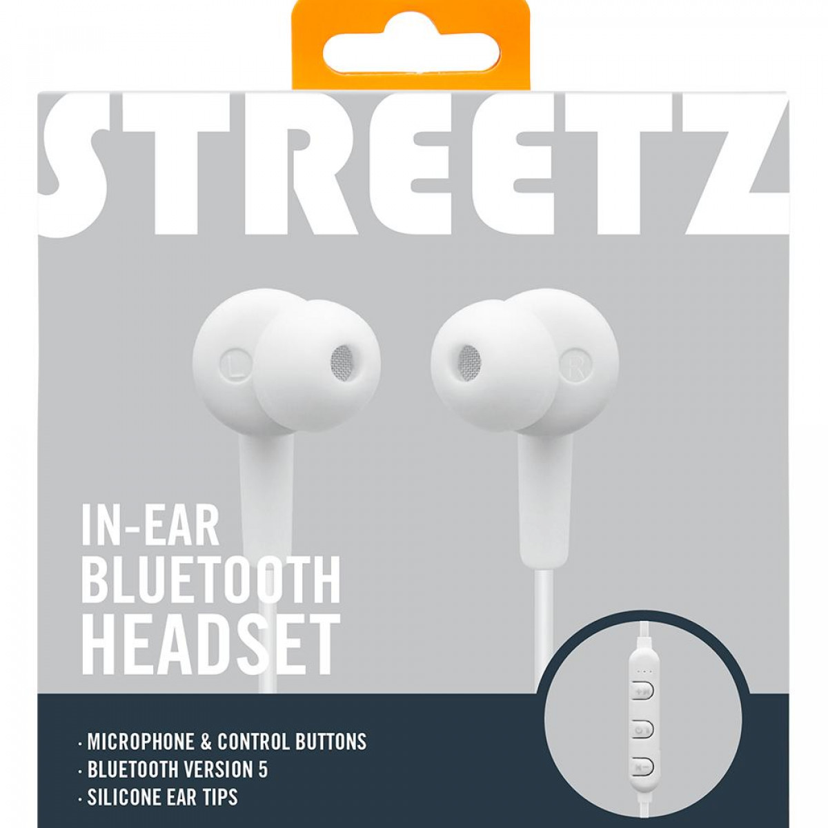 Kopfhörer In-ear und we, STREETZ Medien-/Antworttasten, In-ear Mikrofon mit weiß BT-Kopfhörer STREETZ In-Ear