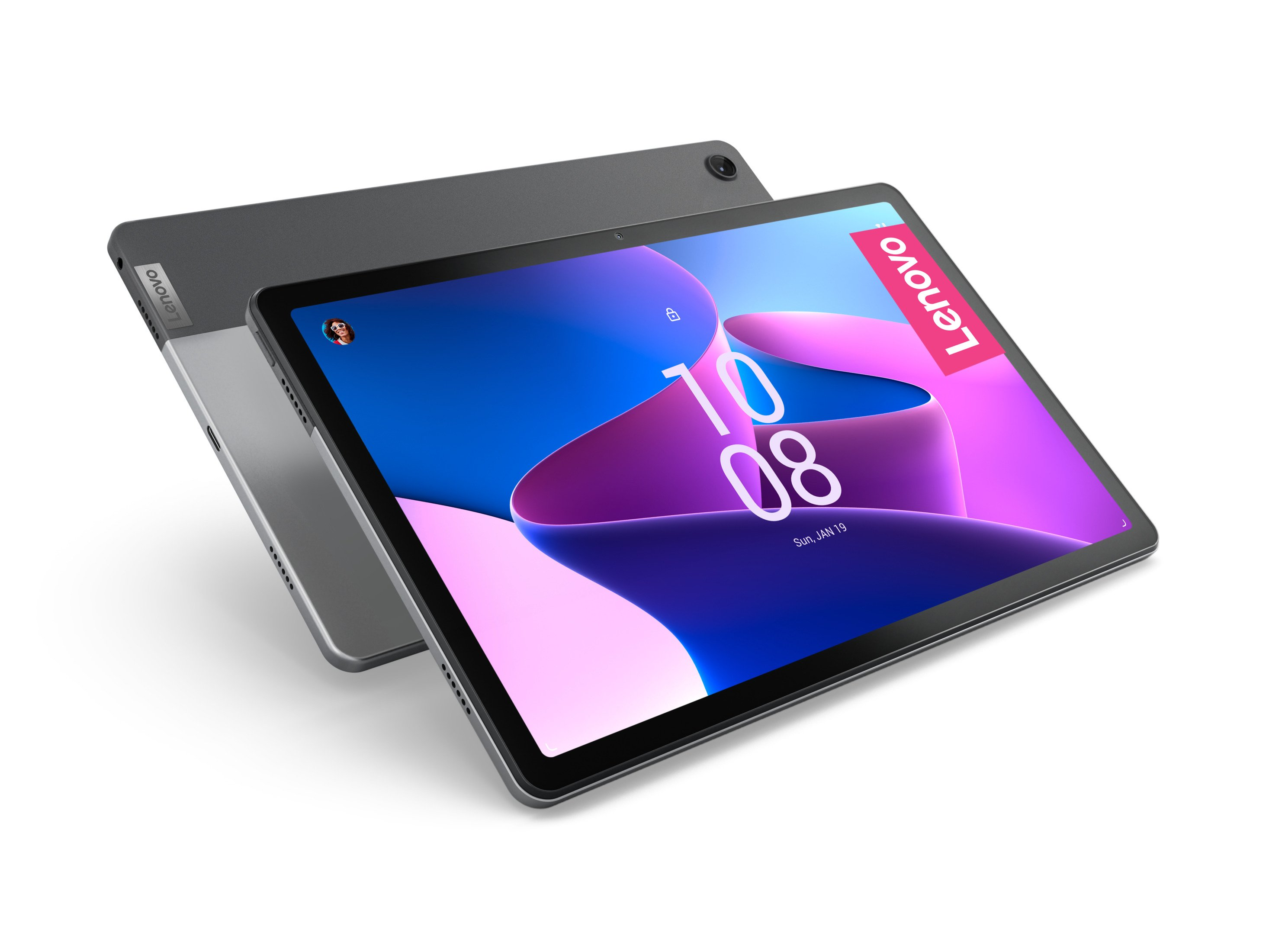 Ein Tablet im Studio. Das Tablet ist im Vordergrund, die Rückseite ist sichtbar.