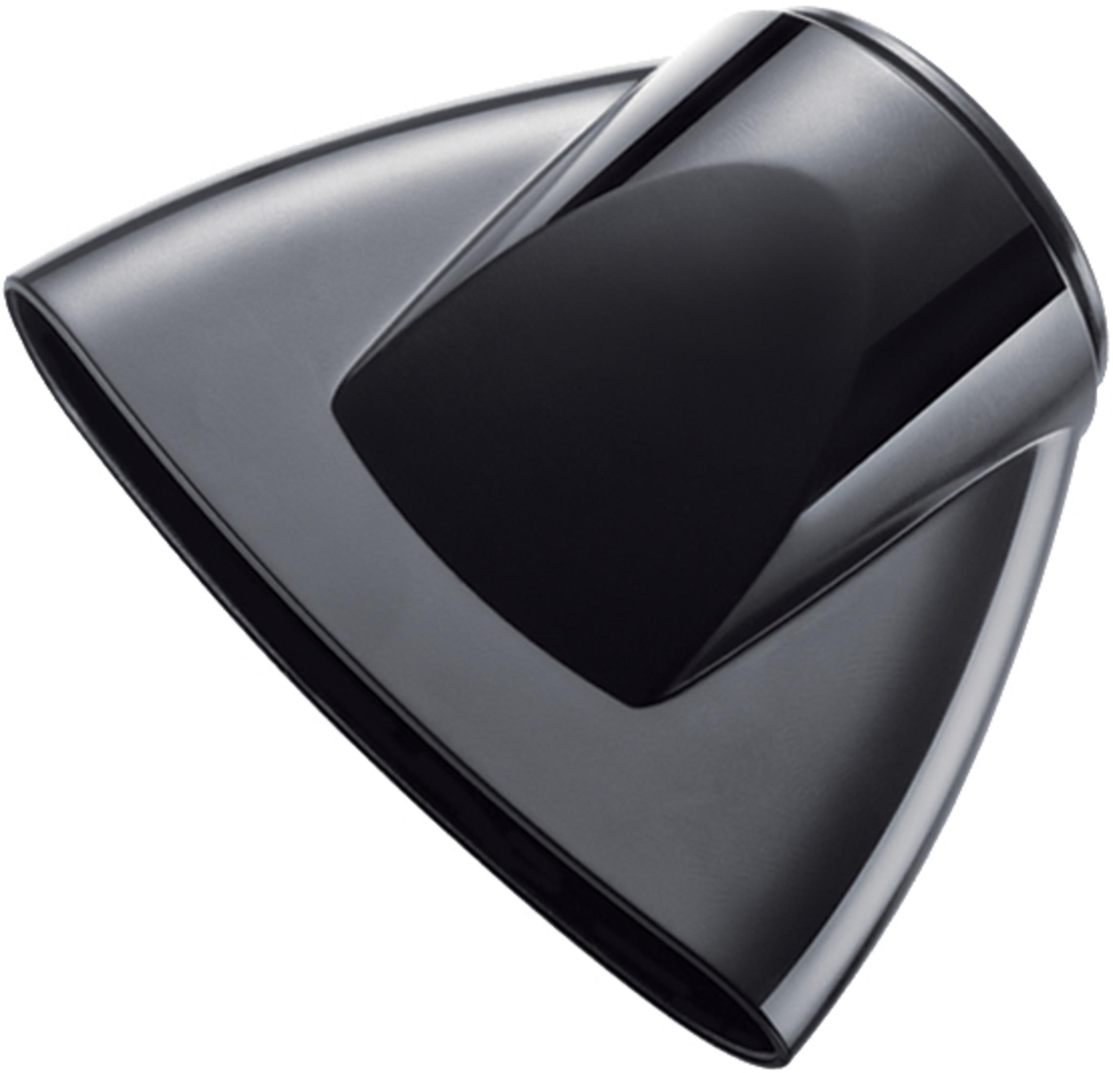 Czarna dysza suszarki do włosów, skierowana w stronę widza.