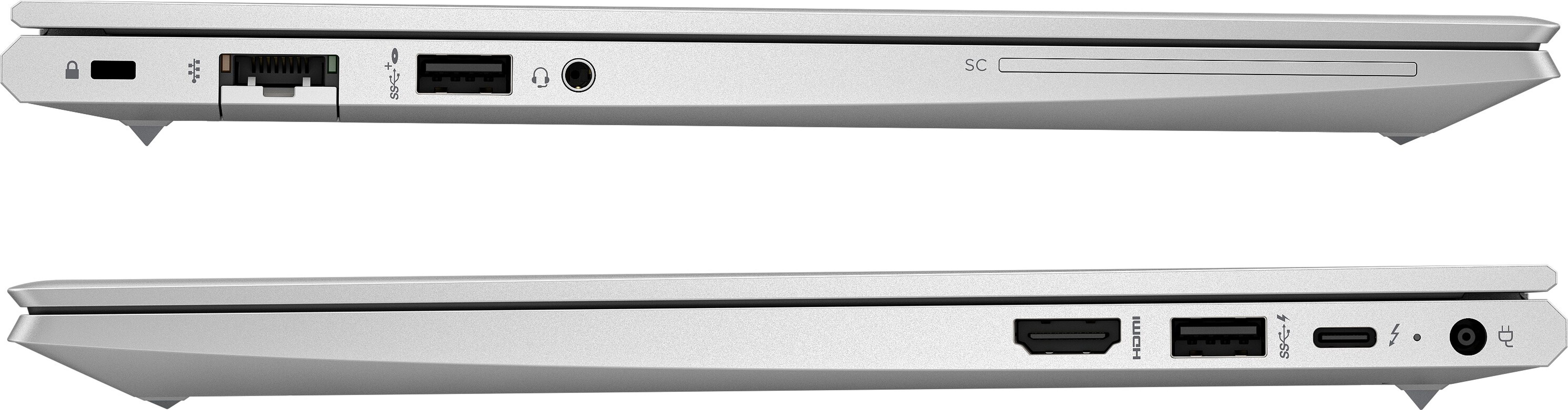 Nahaufnahme der Seite eines Laptops. Es zeigt Anschlüsse wie USB, HDMI und Kopfhöreranschluss.