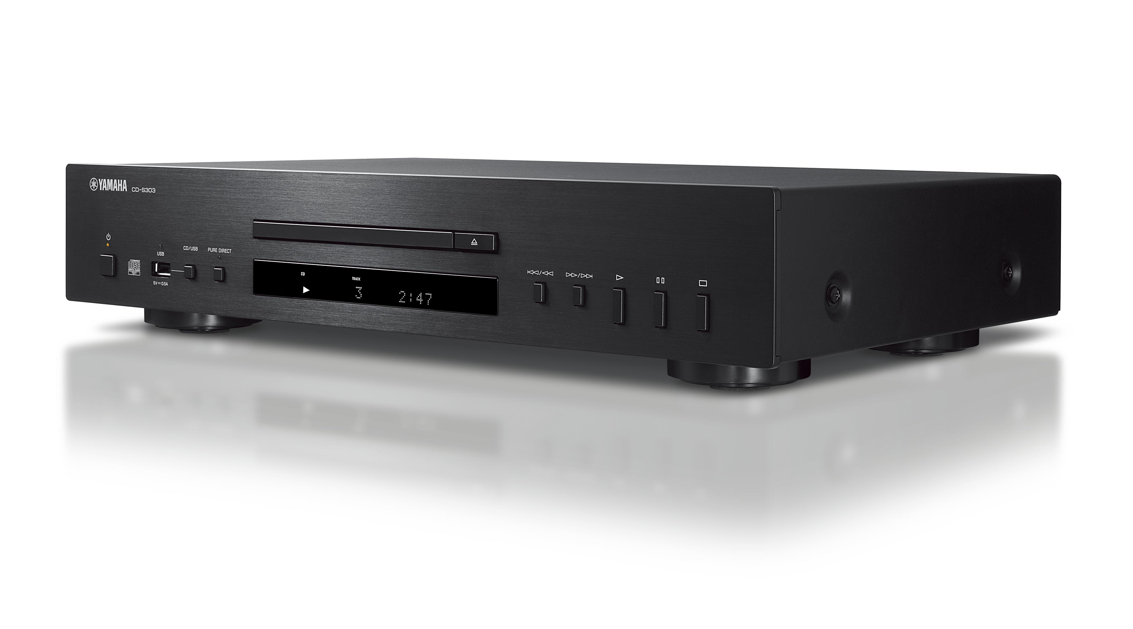 Schwarzer CD-Player mit Knöpfen und Display.