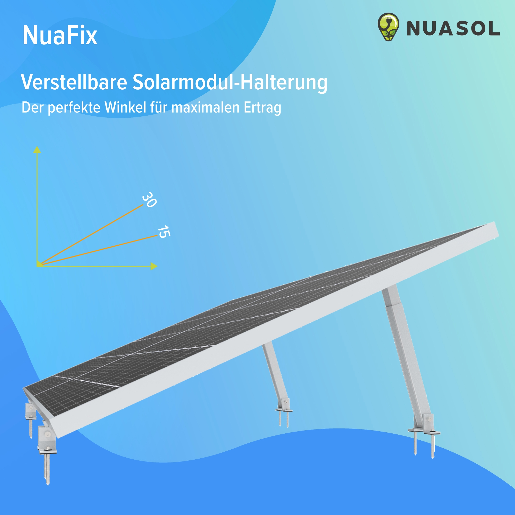Solarpanel-Halterung mit Winkelanzeigen.