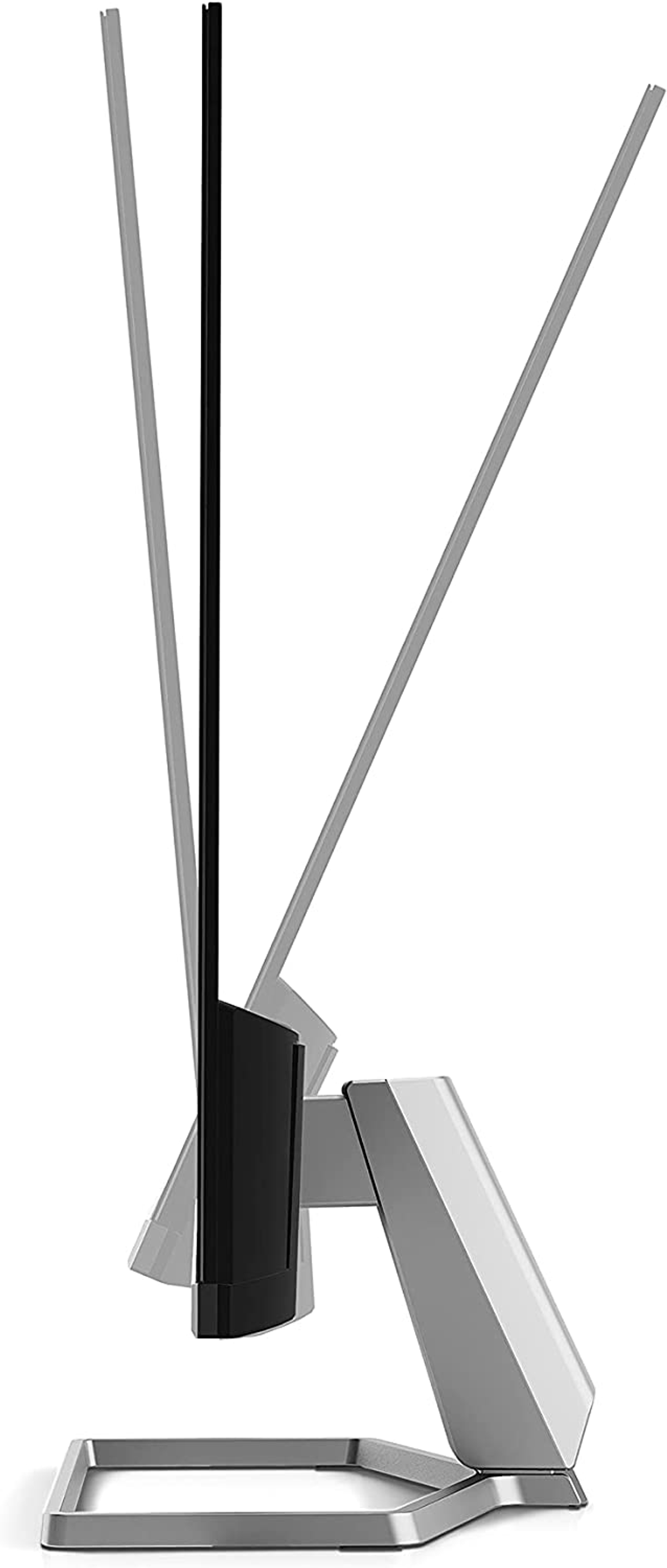 Widok z boku monitora komputera z regulowaną wysokością i kątem.