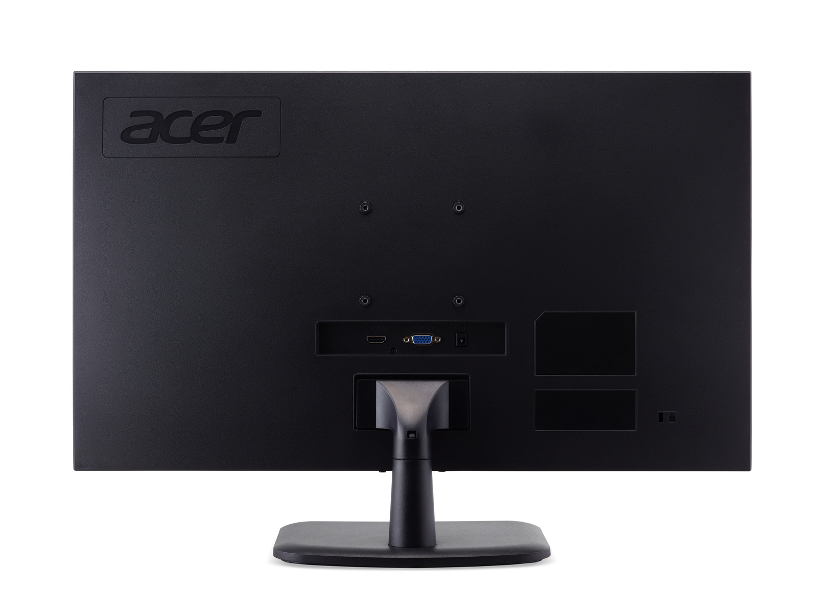 Vista trasera de un monitor de computadora negro con el logotipo de Acer en la parte superior.