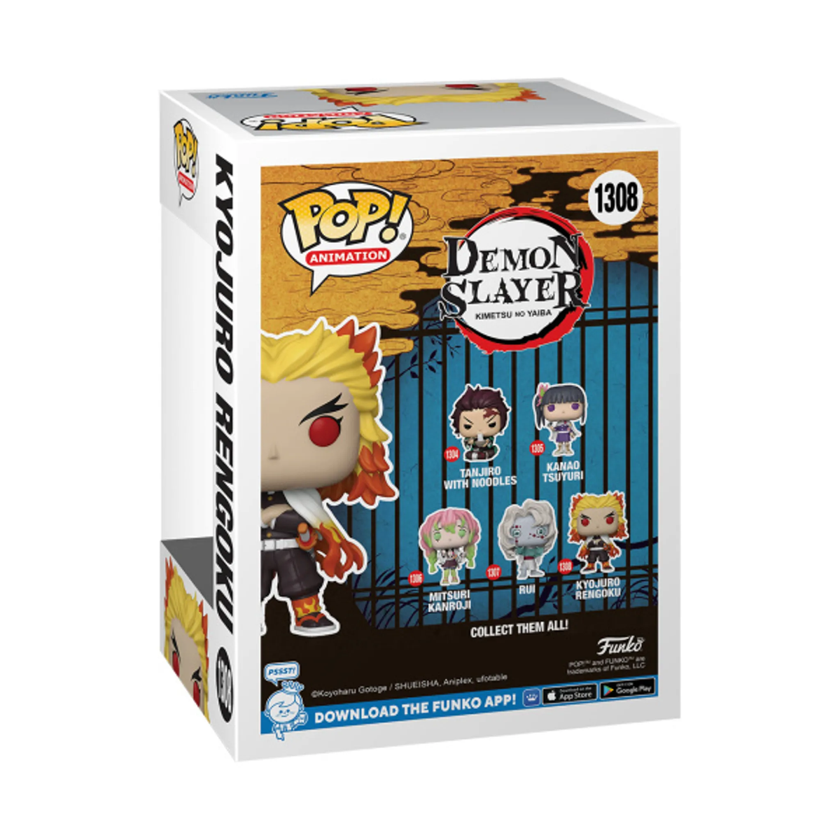 Una caja de Funko Pop! para la figura de Kyojuro Rengoku.
