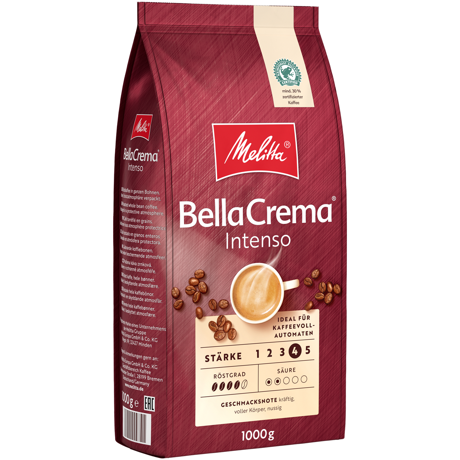 Kaffeebohnen 4x1kg Probierset MELITTA BellaCrema