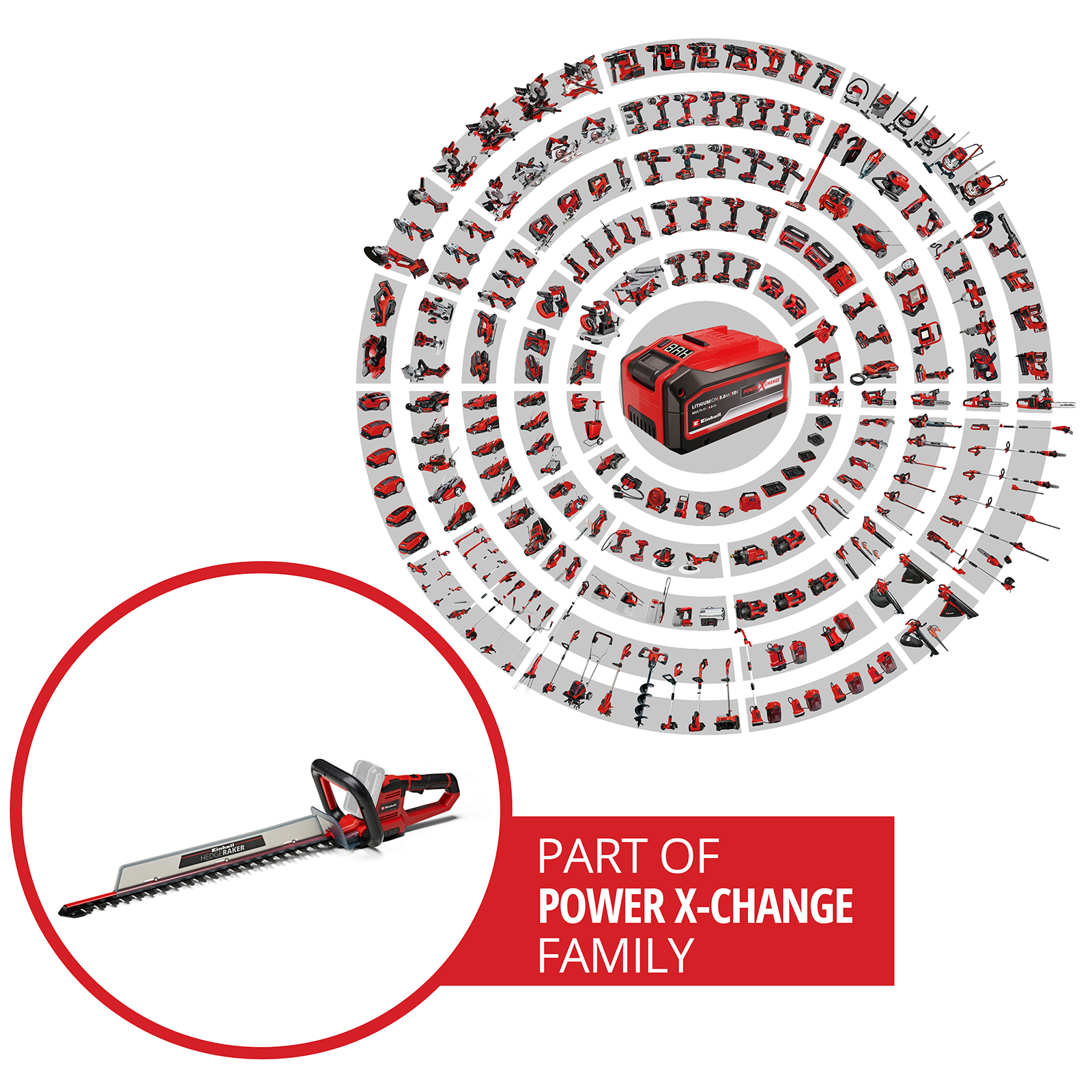 EINHELL GE-CH 18/60 Li-Solo Akku-Heckenschere Rot