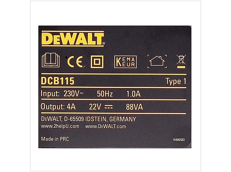 DEWALT DCB115XRLadegerät Ladegerät Not available, 18 Volt, Gelb