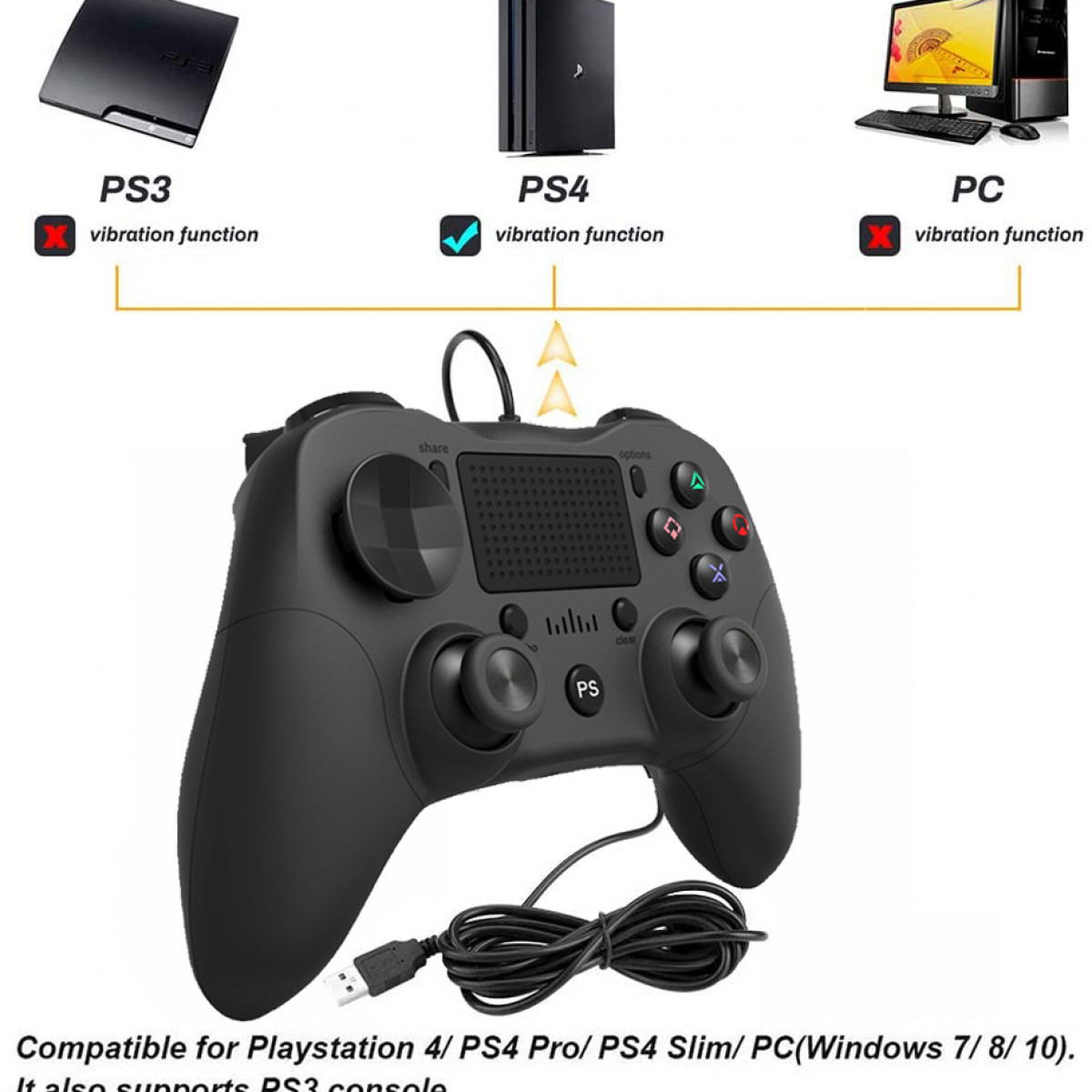Schwarz m PS4-Controller 1,8 Kabel, Controller, INF