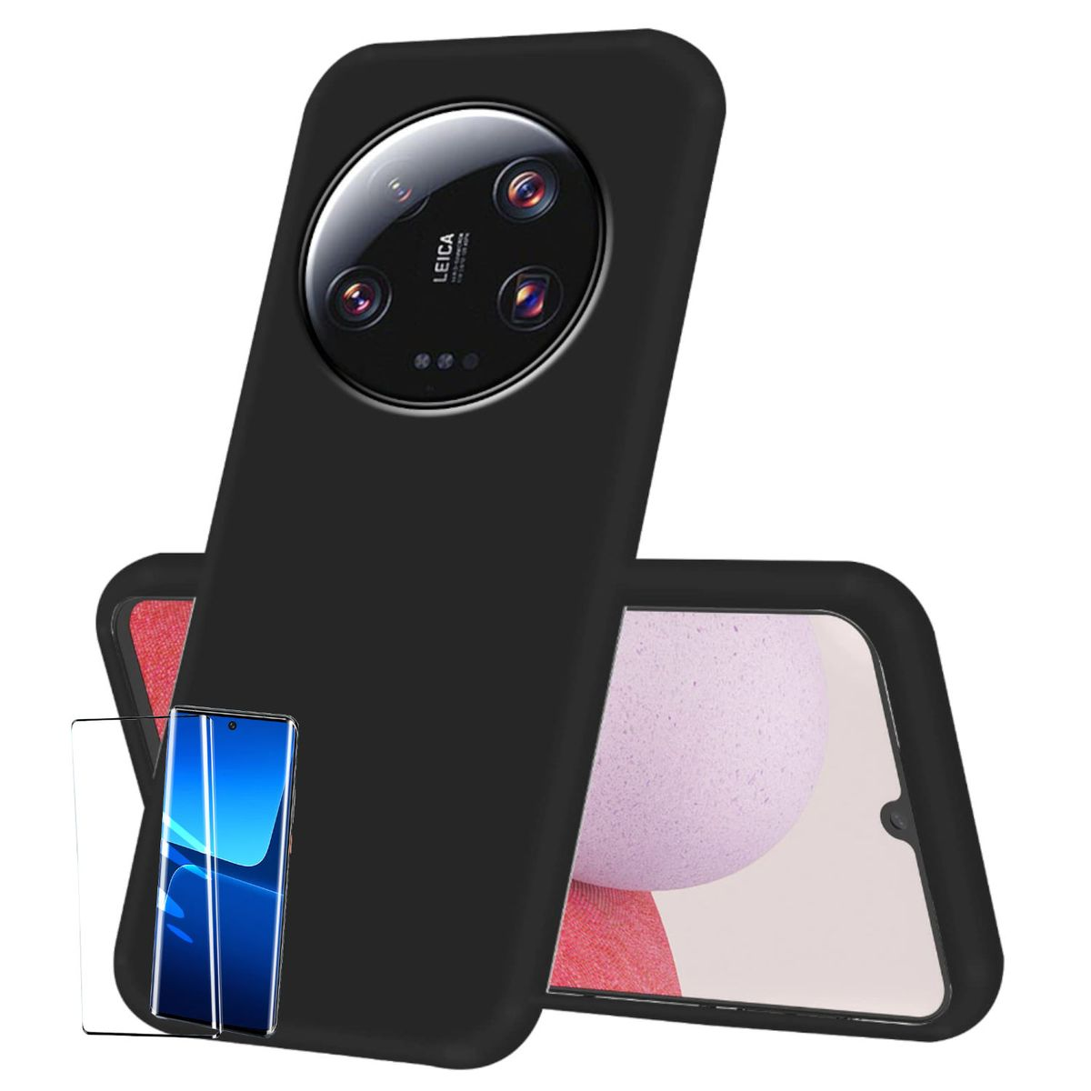 WIGENTO TPU Schwarz Backcover, Schutz 13 + 4D dünn Ultra, Xiaomi, Hülle Hart Schutz Curved Silikon Glas