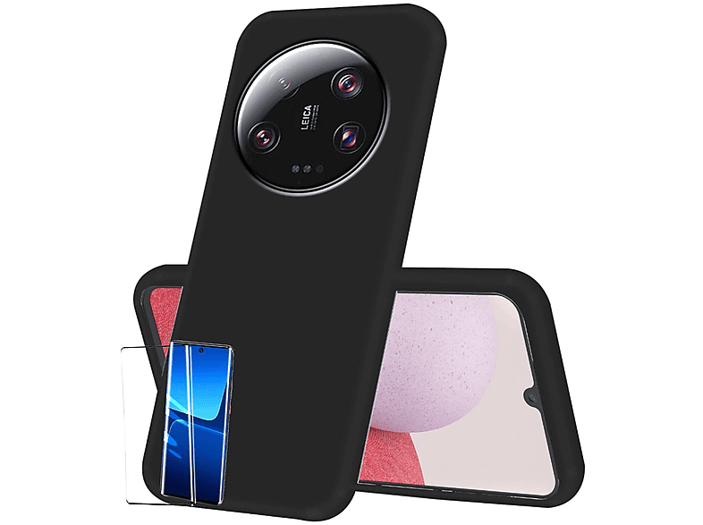 WIGENTO TPU Silikon Schutz Hülle dünn + 4D Curved Schutz Hart Glas, Backcover, Xiaomi, 13 Ultra, Schwarz