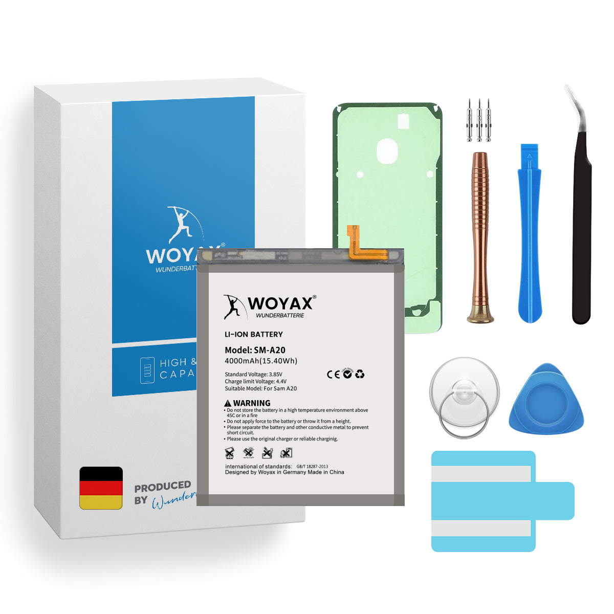 WOYAX Wunderbatterie Akku für Samsung A20 / Volt, Li-Ionen 3.85 Handy-Akku, 4000mAh Galaxy EB-BA505ABU
