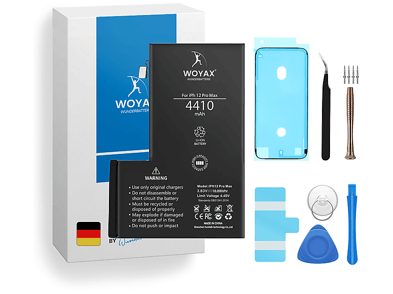 WOYAX Wunderbatterie Akku für iPhone 12 Pro Max Hohe Kapazität Ersatzakku Li-Ionen Handy-Akku, 3.82 Volt, 4410mAh
