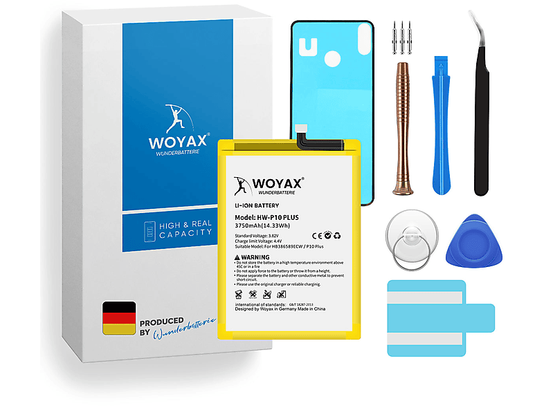 WOYAX Wunderbatterie Akku für Huawei P10 Plus / Mate 20 Lite / HB386589ECW Li-Ionen Handy-Akku, 3.82 Volt, 3750mAh
