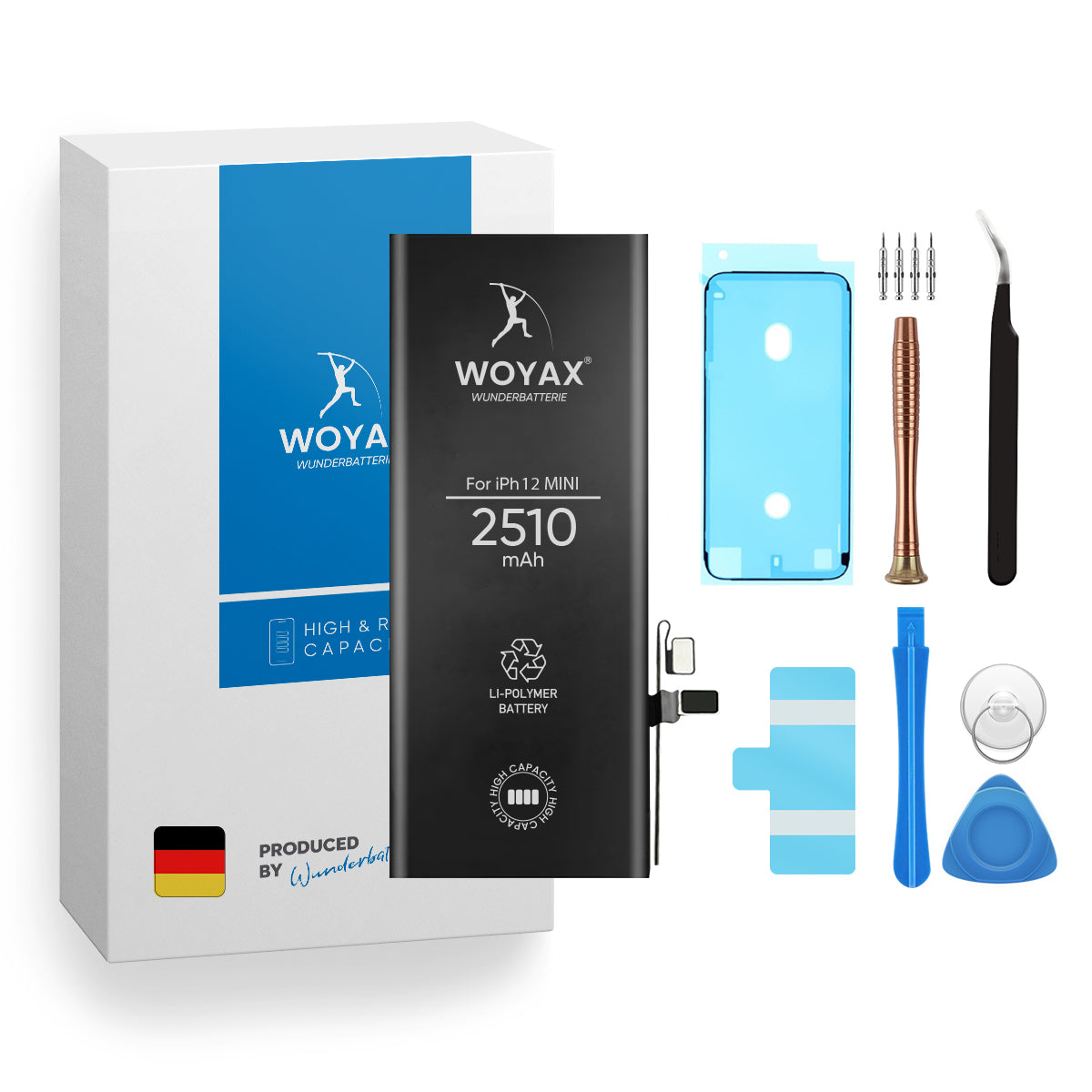 WOYAX Wunderbatterie Akku für iPhone 3.82 12 Kapazität Handy-Akku, Hohe 2510mAh Li-Ionen Mini Ersatzakku Volt