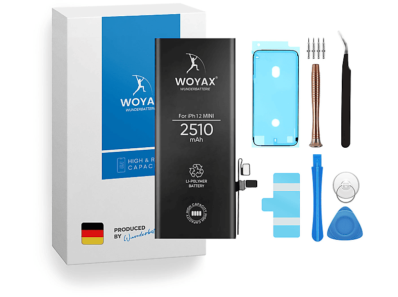 Wunderbatterie Mini Hohe Volt, Ersatzakku 12 Kapazität 2510mAh für Akku Handy-Akku, iPhone 3.82 Li-Ionen WOYAX