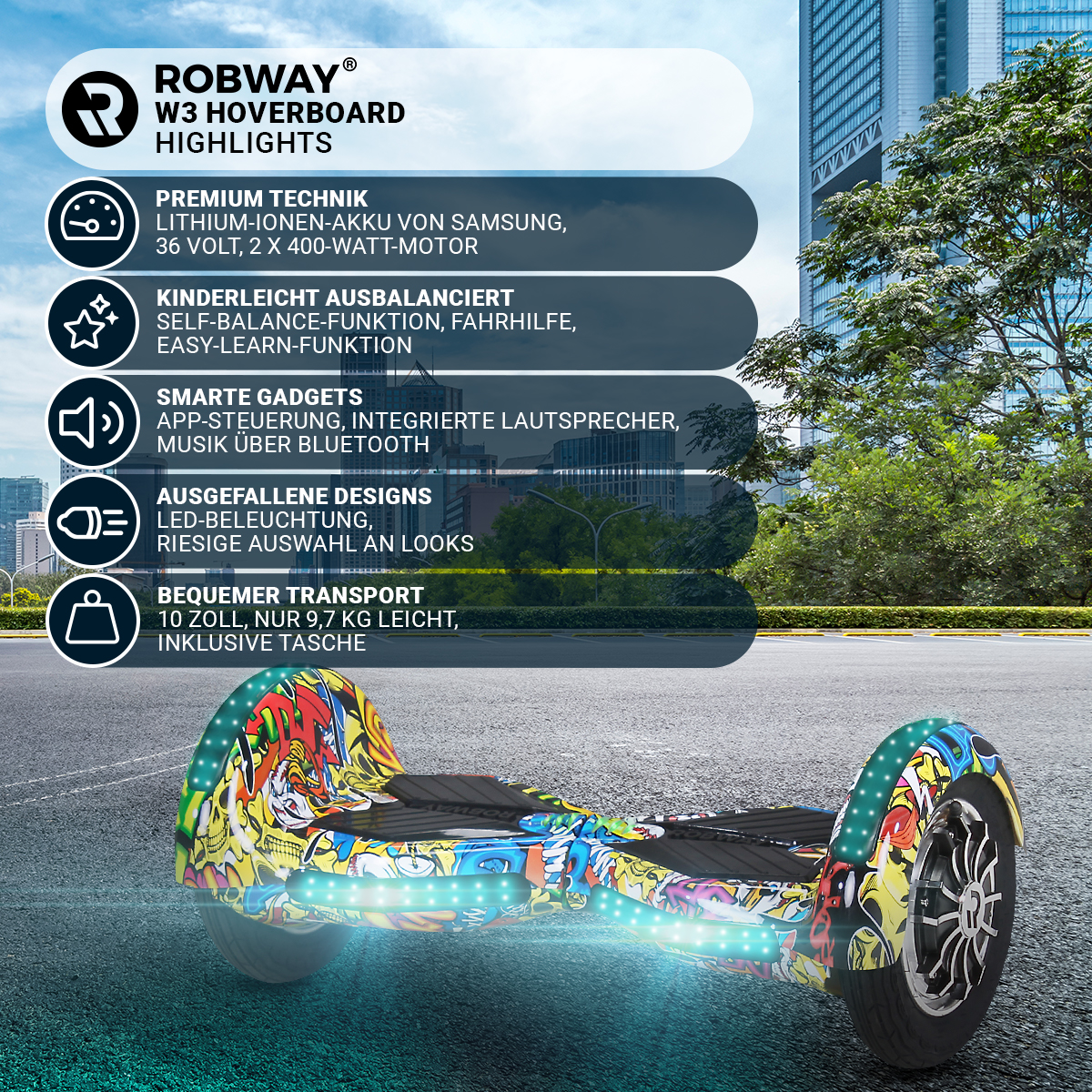 ROBWAY W3 Carbon) (10 Balance Board Zoll