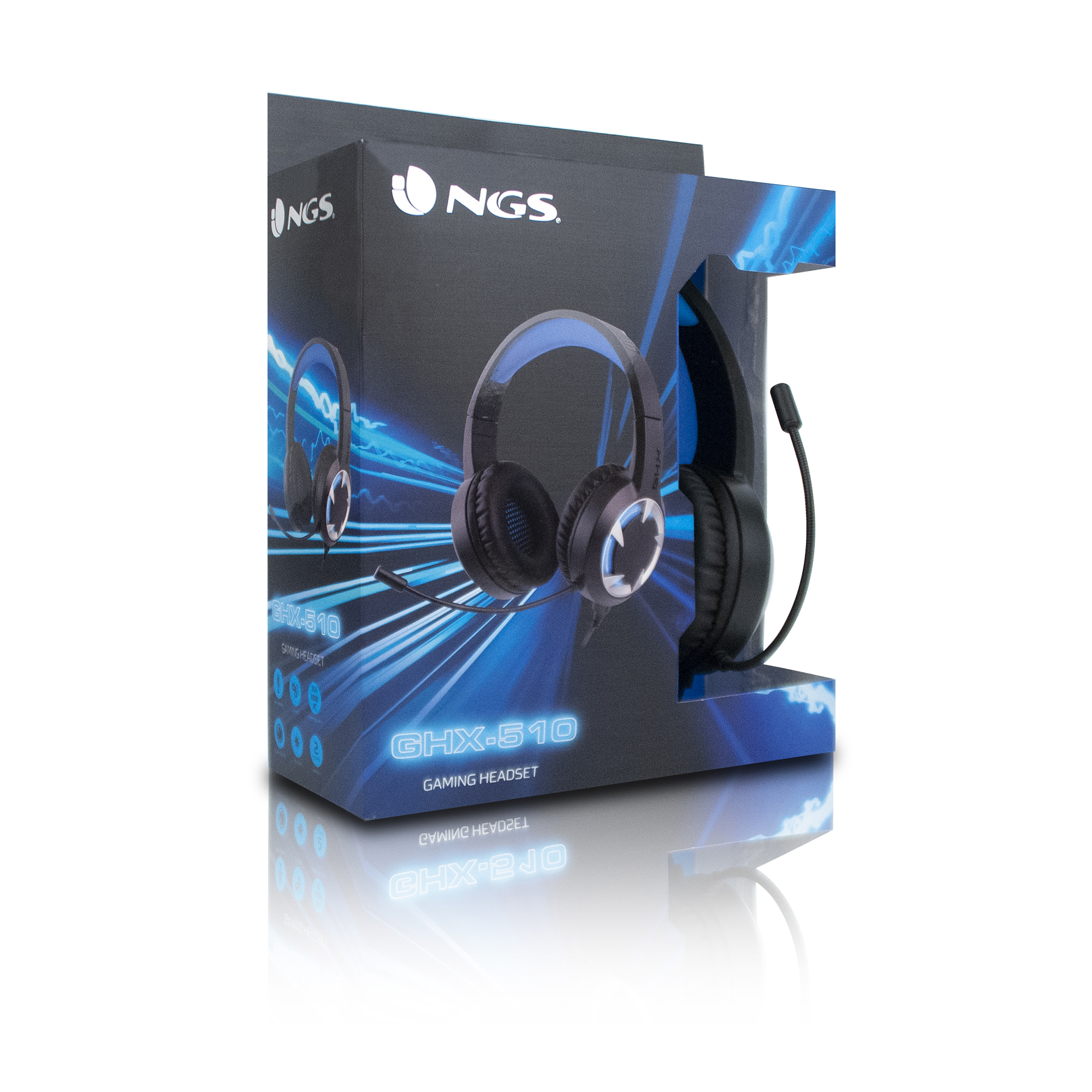 NGS GHX-510, Over-ear Gaming Schwarz/Blau Kopfhörer