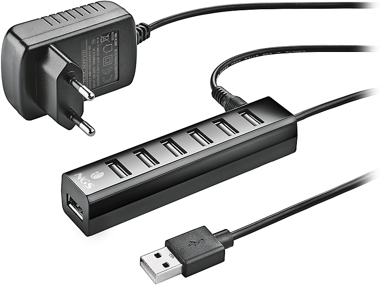 Schwarz USB hub, NGS IHUB7TINY,