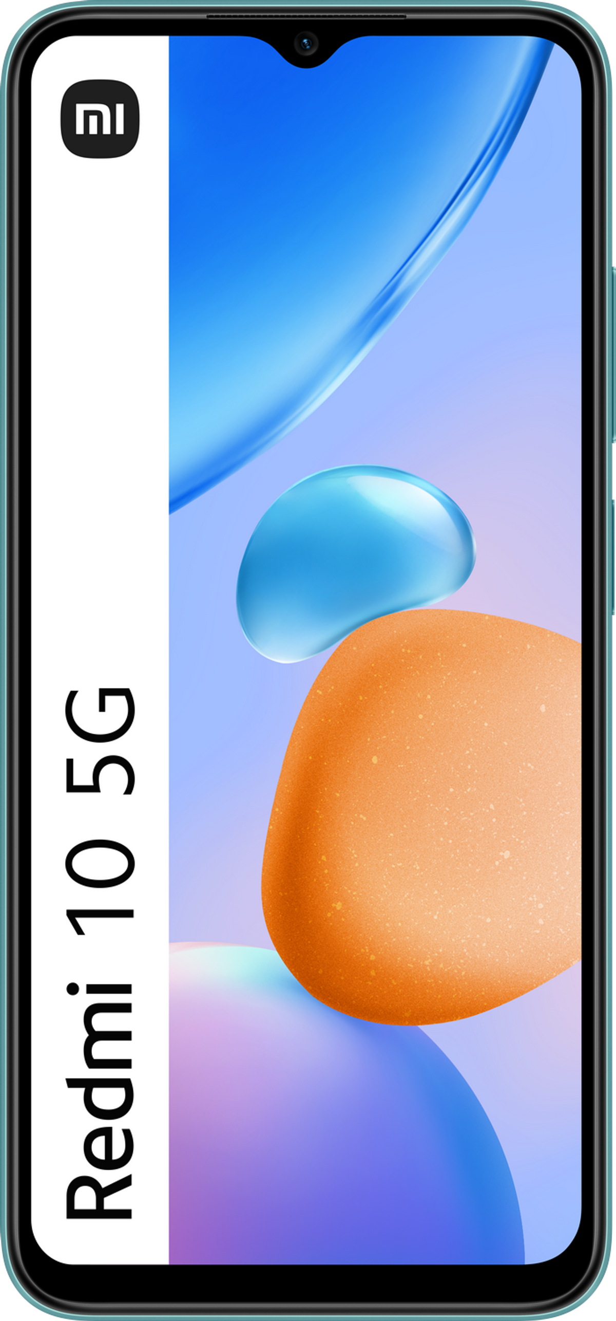 Telefon Xiaomi Redmi 10 5G. Niebieskie i pomarańczowe abstrakcyjne tło.