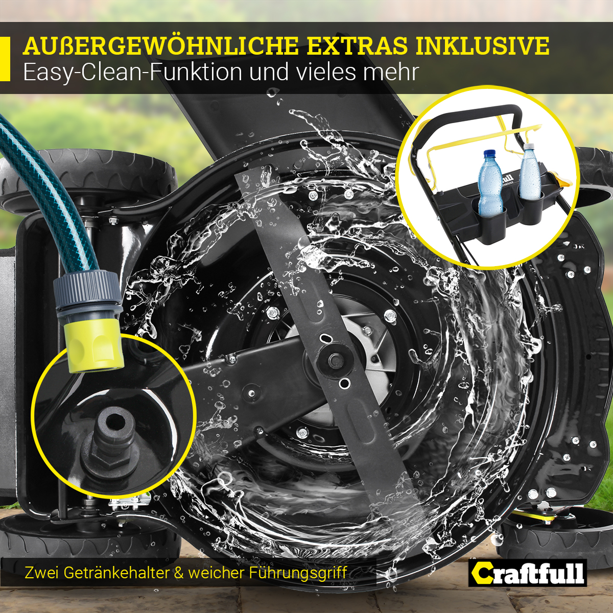 CRAFTFULL Premium 5in1 CR-196-20, mit Verstellbare 62 l 25-80 mm, Fangkorb-Volumen) (Schnittbreite: Schnitthöhe Rasenmäher mm, 510