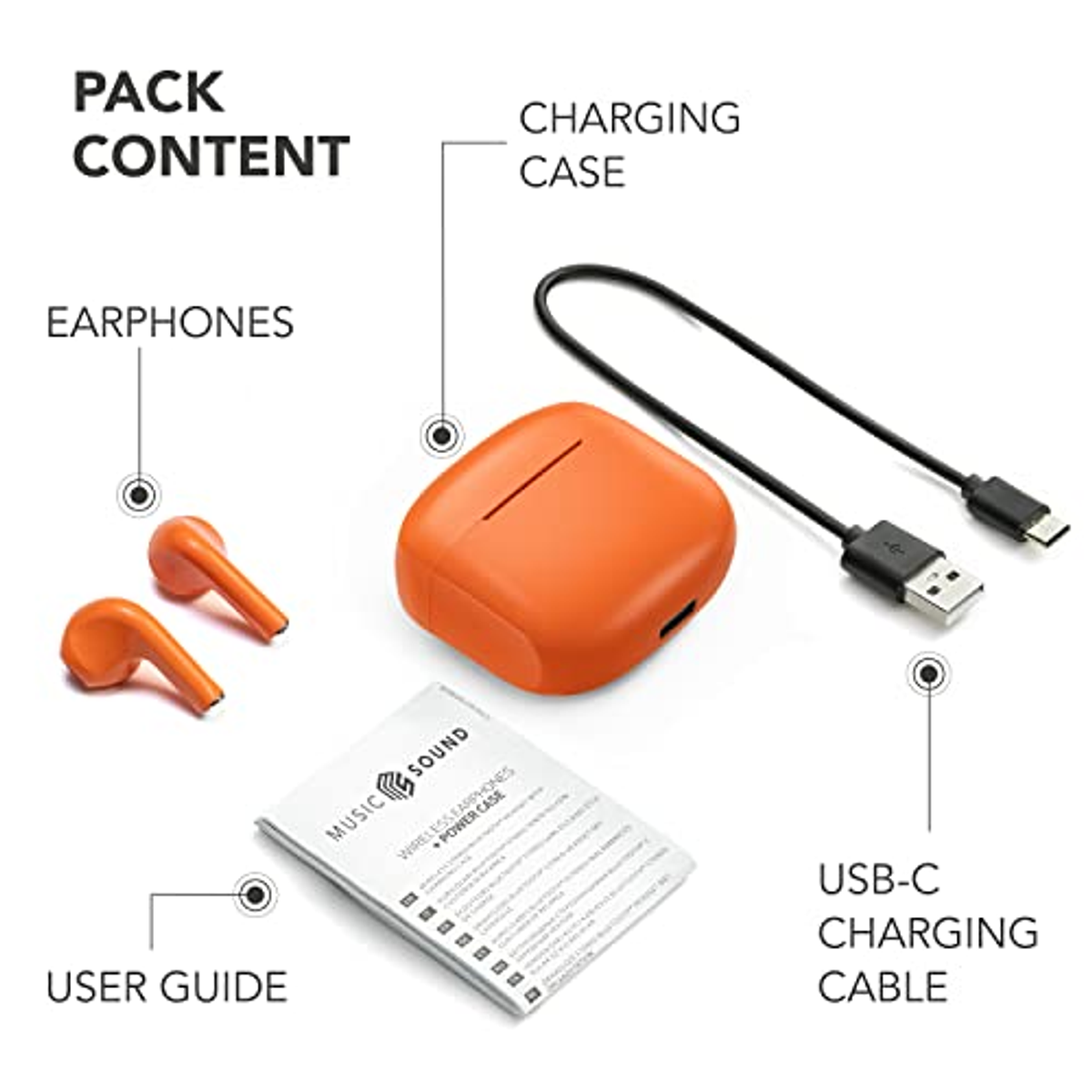 MUSIC SOUND SWAG ORANGE, In-ear Kopfhörer Bluetooth Orange