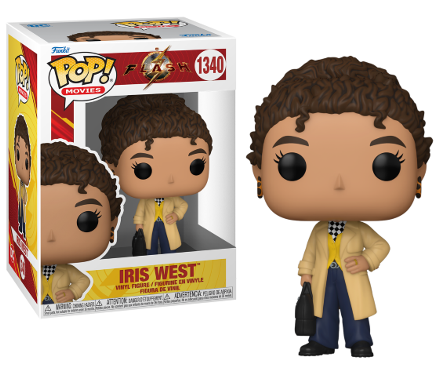 Figura di Iris West Funko Pop in una scatola con un'immagine della figura.